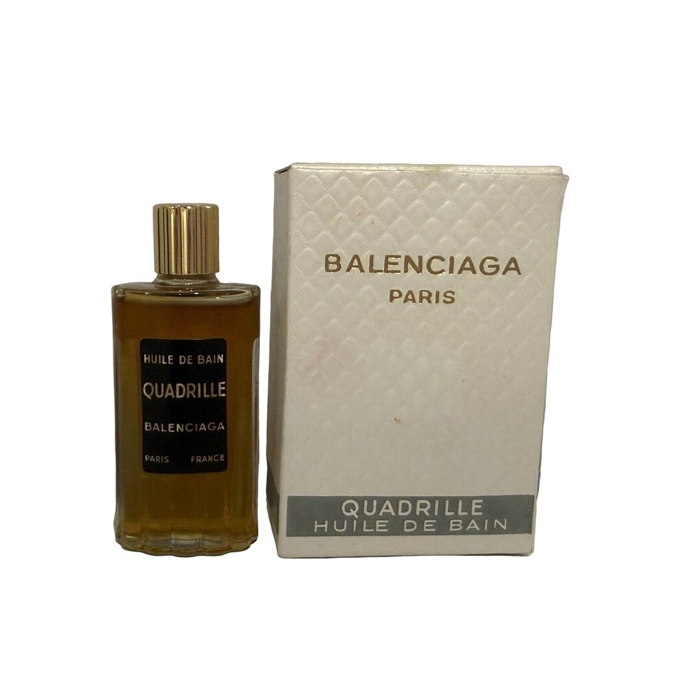 Balenciaga Quadrille Bath Oil Gold Vintage With Original Box France